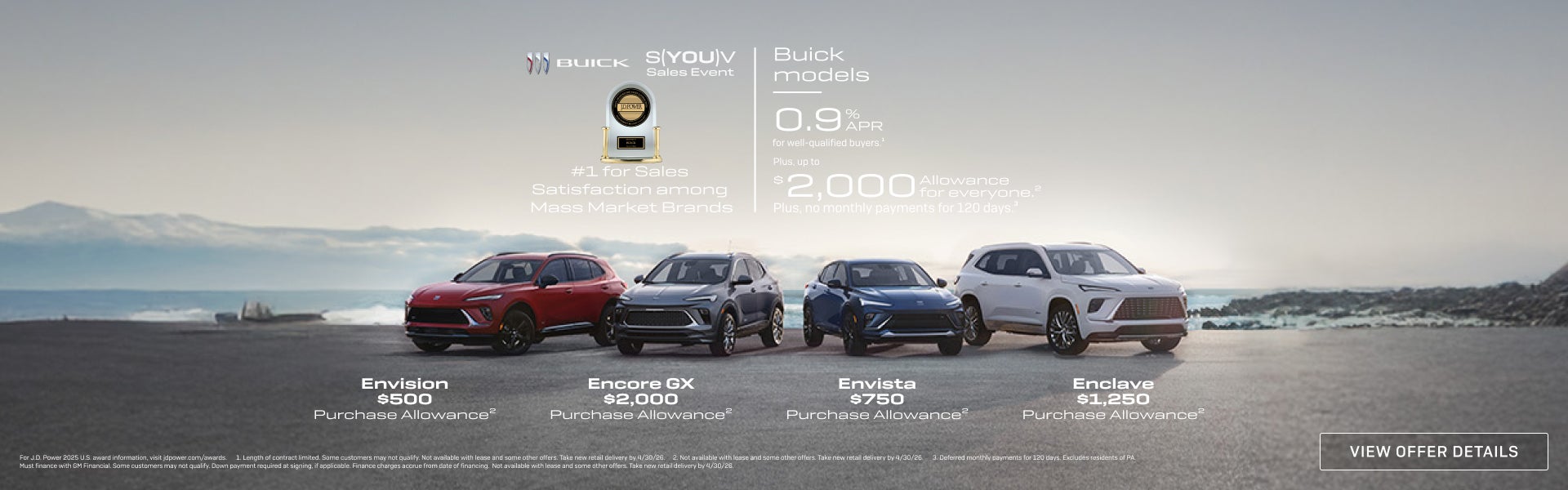 0.9% APR
FOR WELL-QUALIFIED BUYERS.1

Plus, up to $2,000 ALLOWANCE for everyone.2

Plus, no month...